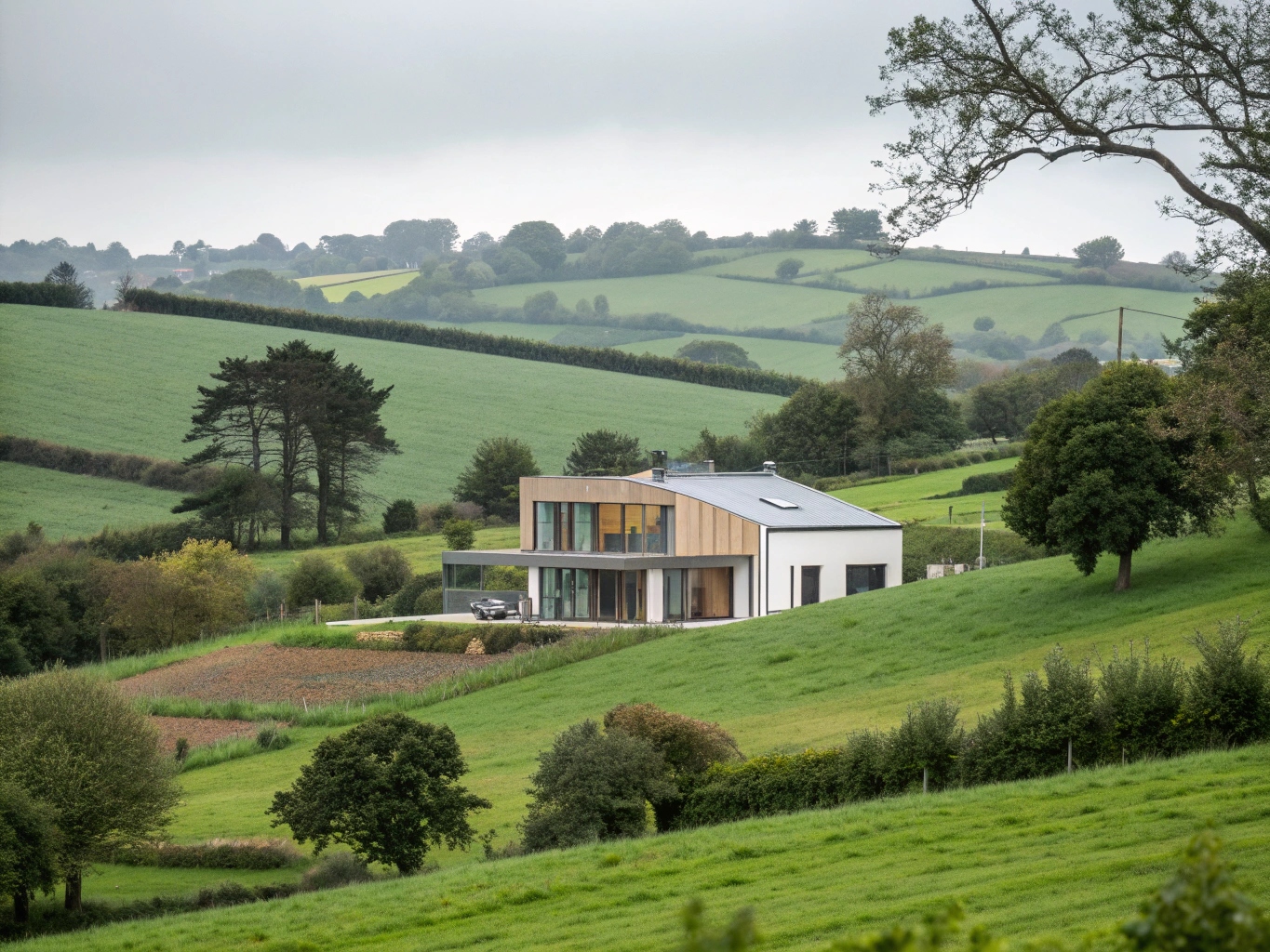 Maison contemporaine bretonne isolée dans les Côtes-d'Armor