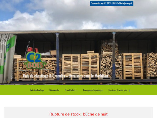 acheter granulés de bois pellets en Bretagne Morbihan Finistère sud bois de chauffage bûches densifiées C2Bois 